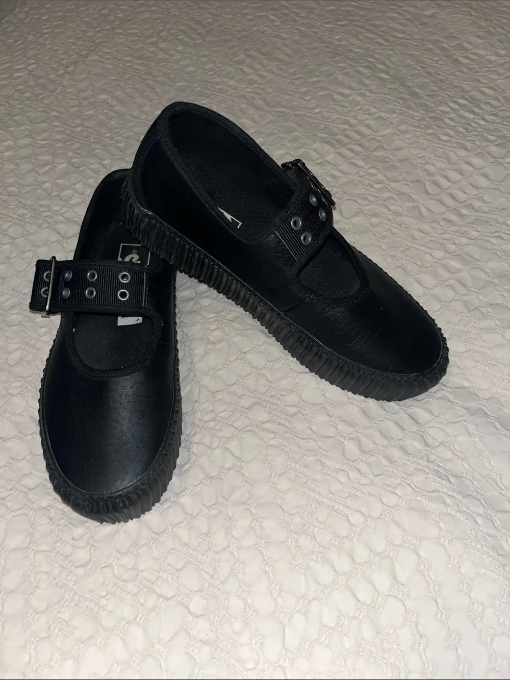 Vans Women’s Black Chunky Platform Creeper Mary Jane Buckle Strap Shoes Sz W7 M5